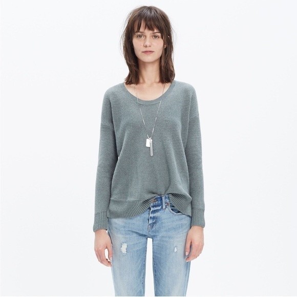 MADEWELL top womens light green gray Chronicle Texture Pullover Sweater small - Picture 2 of 10